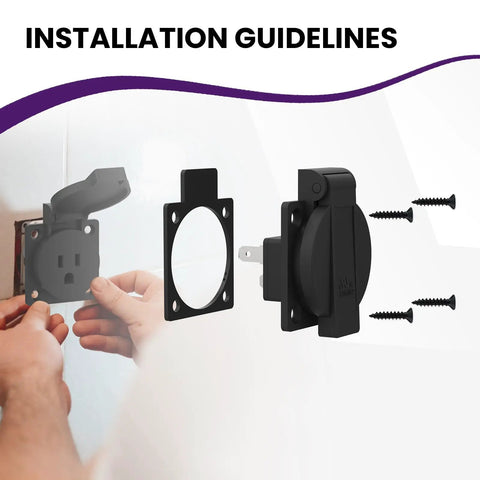 Tough As Nails 4 Pack US Standard Waterproof Power Outlet Faceplate installation setup with flanged cover and screws.