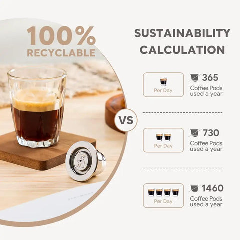 Stainless Steel Reusable Espresso Capsule Pod With Lid For Home Brewing Barista Grade Coffee Capsule Eco Friendly Display