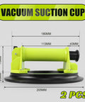 Front view of DEWINNER 8-inch glass suction cup lifter, neon yellow-green, heavy-duty, 2-pack