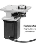 Built Different Hollow Rotary Actuator mounted on 86 stepper motor, aluminum alloy, compact and precise design.