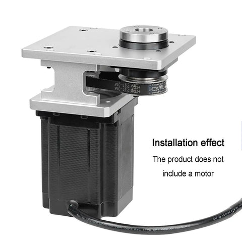 Built Different Hollow Rotary Actuator mounted on 86 stepper motor, aluminum alloy, compact and precise design.