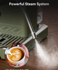 58mm Professional Espresso Machine With 15 Bar Pump Visible Pressure Gauge Powerful Milk Frother Retro Green Finish steam wand