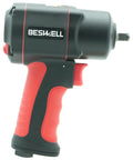 3/8-Inch Stubby Air Impact Wrench, Compact Pneumatic Tool With 600 Ft-Lbs Max Torque, visible side view