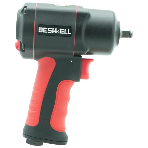 3/8-Inch Stubby Air Impact Wrench, Compact Pneumatic Tool With 600 Ft-Lbs Max Torque, visible side view