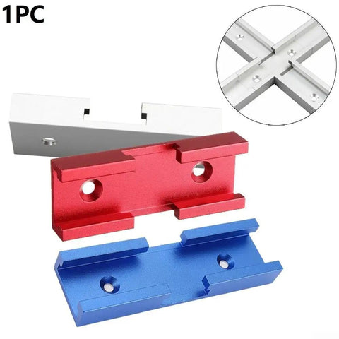 Red and blue Portable Aluminum Woodworking T Track Cross Connector For Jig Setup And Tool Fixing for workshop use