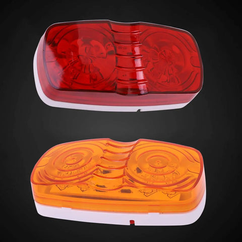 Amber Red 2x4 Inch Double Bullseye Trailer Marker Light Set with 10 LED per light, surface mount for RV camper truck signals