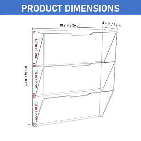 Durable Mail Sorter Organizer for Office and School Desk Rack dimensions diagram