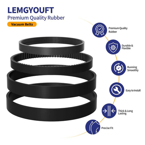 Replacement Belt Set For ProHeat 2X Revolution Pet Pro Carpet Cleaner 4Pack with flat rubber pump and brush belts