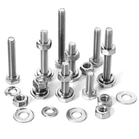 Pro Grade Stainless Steel 1/4-20 Bolt Kit With Nuts, Flat Washers, Lock Washers, And Fully Threaded Bolts From 1/2 Inch To 2 Inches