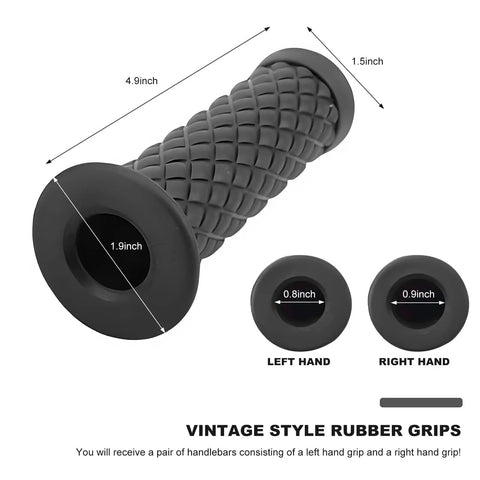 2 Pack Non Slip Motorcycle Hand Grips Rubber Handlebar Grips For 7 8 Inch Bars 21mm And 24mm Vintage Open End Thruster Grip For Dirt Bike Scooter Black