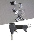 Lightweight Pneumatic Nail Gun For Trim And Finish Work, Pin Nailer with nails on metal surface
