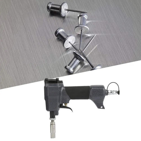 Lightweight Pneumatic Nail Gun For Trim And Finish Work, Pin Nailer with nails on metal surface