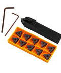 All-In-One CNC Turning Tool Set With Carbon Steel Tool Holder, Ten TNMG160408 Carbide Inserts, And L2 L3 Wrenches With Screws