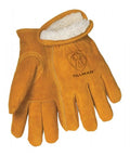 1450XL Tan Split Cowhide Leather Driver Gloves With Gunn Cut Keystone Thumb Heavy Duty Pile Lined Warm Work Gear