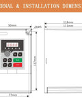 Technical drawing of 2.2kW 380V VFD Inverter Drive dimensions, 150mm x 137mm x 77mm, for Single To 3 Phase CNC Spindle Motor