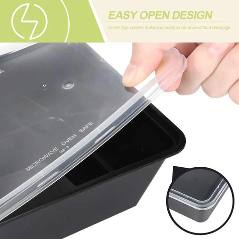 Hand opening 50 Pack Meal Prep Containers 26 Ounce Microwavable Reusable Food Storage With Lids For Meal Prepping Grab And Go Lunches