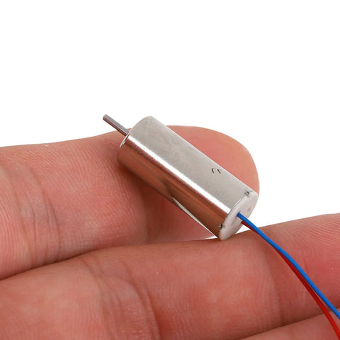 Close-up of a single 8520 hollow cup drone motor with wires, part of the Two Pack 8520 Hollow Cup Drone Motors Three To Five Volt Power.