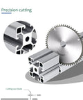 Close-up of 2020 T-slot aluminum extrusion rail, black anodized finish with saw, ideal for CNC machines and DIY projects