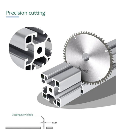 Close-up of 2020 T-slot aluminum extrusion rail, black anodized finish with saw, ideal for CNC machines and DIY projects