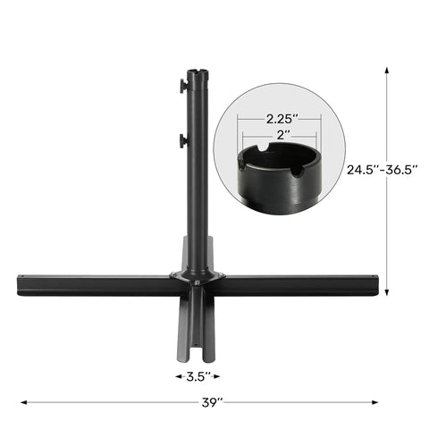 Universal Heavy Duty Patio Umbrella Cross Brace Stand For Outdoor Umbrellas, Aluminum Construction, Fits 9ft And 10ft Models, diagram