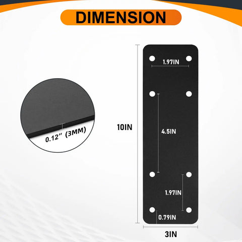 Two Pack 10 By 3 Inch I Shape Mending Plates Rock Solid Workhorse Steel Pergola Brackets Built Tough For Backyard Decks And Patios With Crisp Powder Coat And Eight Direct Nail Slots