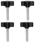 Four Pack Thumb Screws With Stainless Steel Threads And Black Aluminum Knobs For Woodworking And Equipment Assembly Durable Indoor Outdoor Fasteners With Grippy Knobs And Quarter Inch By Twenty Thread One And A Quarter Inch Long