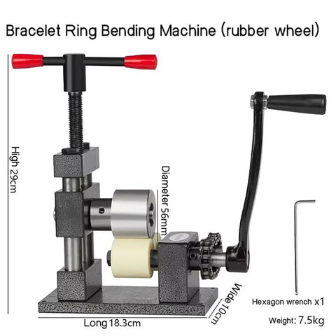 Kickass Ring And Bracelet Press Bender Machine With Adjustable Rolling Mill and Flat Bending Tool Spoon Forming Jig, rubber wheel.
