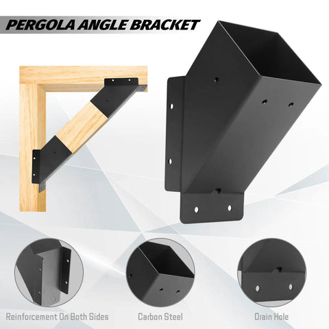 Eight Pack Pergola Angle Support Brackets Reinforced 45 Degree Steel Tough For 4x4 Lumber Actual Size 3.6x3.6 Inches With Drainage Holes Built For Backyard Pergolas Gazebos Outdoor Projects