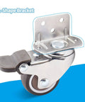 Close-up of 1.5 inch L-shaped swivel caster with brake, showing metal housing and TPE rubber wheel, part of 4 Pack 1.5 Inch L Shaped Swivel Casters With Brakes.