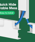 Cord Hider Kit 110 Inch Self Adhesive Wall Cable Covers for Wires Paintable and Easy Install DIY with T fittings and L elbows.