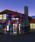 House with Motion Pattern Firefly 3 In 1 RGB Outdoor Laser Christmas Lights Projector With 18 Moving Patterns displaying lights
