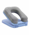 Foldable Comfy Memory Foam Desk Nap Pillow With Arm Rest For Face Down Sleep Ergonomic Blue pillow with face hole, side view