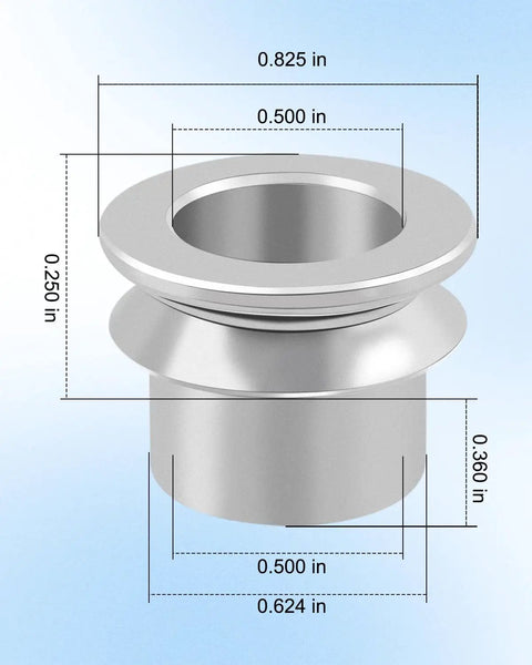 Five Eighths To One Half Inch High Misalignment Spacer Heims Adapter For Rod End To Rod End Linkages, machined silver spacer with 0.500 in bore