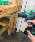 Compact 18V Cordless Brushless Hammer Drill Kit With 2 Lithium Ion Batteries, Charger, Carrying Bag And Accessories in use