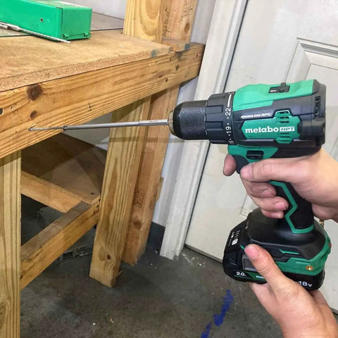 Compact 18V Cordless Brushless Hammer Drill Kit With 2 Lithium Ion Batteries, Charger, Carrying Bag And Accessories in use