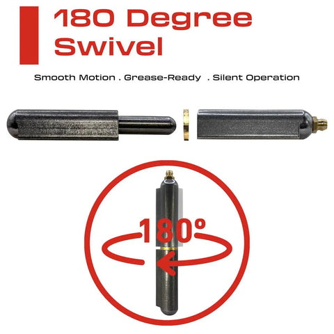 5 Inch Weldable Bullet Hinge Heavy Duty Teardrop Barrel Hinge With Grease Zerks For Smooth Daily Use Weld On Gate Grill And Smoker Hinge, 180 degree swivel design for smooth operation.