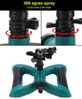 Image of Automatic 360 Degree Rotary Lawn Sprinkler For Full Yard Coverage With Easy Setup Irrigation System showing 360 aggree spray feature.