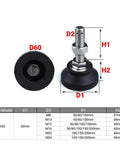 Adjustable Leveling Feet Heavy Duty Swivel Glide Pads With Cushioned Rubber Bottoms To Keep Furniture Solid As A Rock And Tweak Height In Seconds For A Total No Sweat Setup You Can Trust Daily, 60mm diameter.