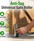 Heavy Duty Vertical Track Roller Wheel For Smooth Sliding Door Bottom Guide And Fence Gate Swap With Rugged Aluminum Bracket, installed on a wooden gate.