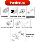 Packing list for Bi-Folding Barn Door Hardware Sliding Track Kit For Double Wood Doors Beefy Heavy Duty Steel Rail.