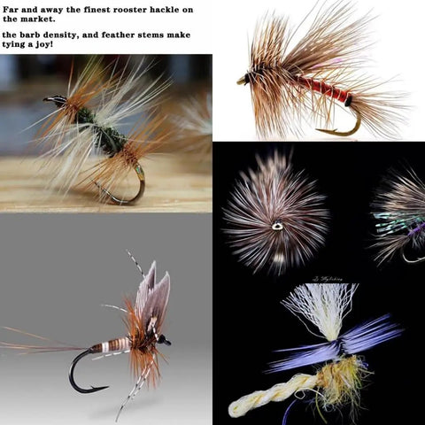Fly patterns using Ten Pack Hand Selected Whiting Bronze Rooster Saddle Fly Tying Feathers In Five Colors for trout fishing