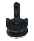 Two Pack Stainless Steel Sink Hole Cover And Faucet Hole Plate Stopper Blanking Plug showing black stopper with screw.