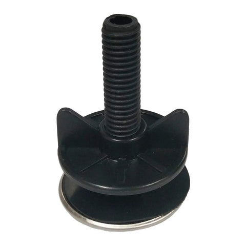 Two Pack Stainless Steel Sink Hole Cover And Faucet Hole Plate Stopper Blanking Plug showing black stopper with screw.