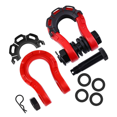 Two Piece D Ring Shackle Set Heavy Duty Universal Truck Off Road Accessories For Trailers And Vehicles Premium Towing Hardware In Red