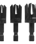Three Piece Tapered Plug Cutter Set For Woodworking, Includes 1/4, 3/8, And 1/2 Inch Cutters, Hardened Steel For Long Life