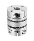 8mm x 10mm clamp-tight motor shaft diaphragm coupling, front view, metal body.