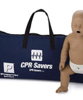 Top Tier Infant CPR Training Manikin With Realistic Dark Skin Texture And Integrated AHA Feedback Monitor For Dead On BLS Certification Reps Plus Killer Classroom Rescue Drills. Infant CPR manikin with transport case, measures 7.5".