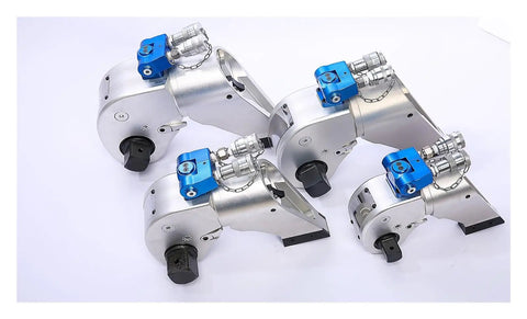 Top Shelf Hydraulic Torque Wrench With 3 Inch Square Drive For Serious Bolting Jobs And Heavy Duties, various sizes displayed.