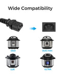 3 Prong Replacement Power Cord For Instant Pot And All Your Favorite Kitchen Appliances UL Listed Cable shown with cookers.