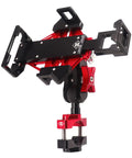 All Metal Motorcycle Phone Mount Is A Beast Mode Rig With CNC 6061 Aluminum And Stainless Steel Hardware Giving You Rock Solid Anti Theft Security On Harley Davidson Compatible 18 To 32mm Handlebars In Red, showing adjustable phone cradle.